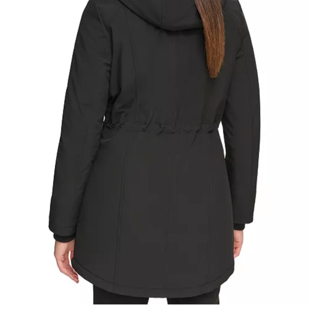 1 DAY SALE Calvin Klein Hooded Faux-Fur-Lined Anorak Raincoat Sz M - Picture 4 of 5